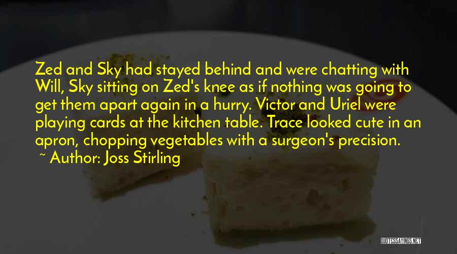 Joss Stirling Quotes: Zed And Sky Had Stayed Behind And Were Chatting With Will, Sky Sitting On Zed's Knee As If Nothing Was