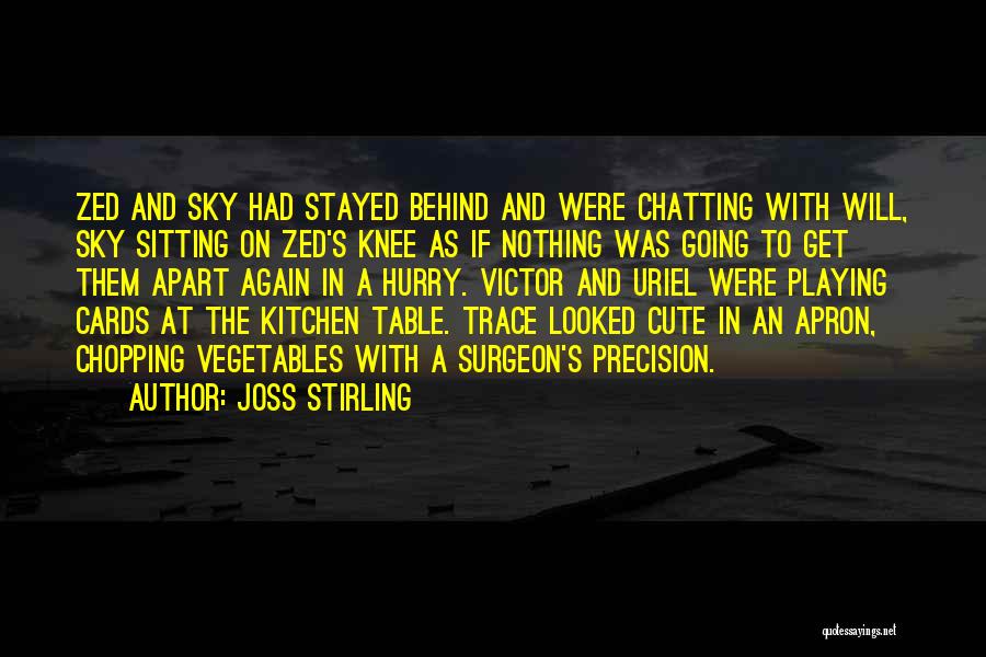 Joss Stirling Quotes: Zed And Sky Had Stayed Behind And Were Chatting With Will, Sky Sitting On Zed's Knee As If Nothing Was