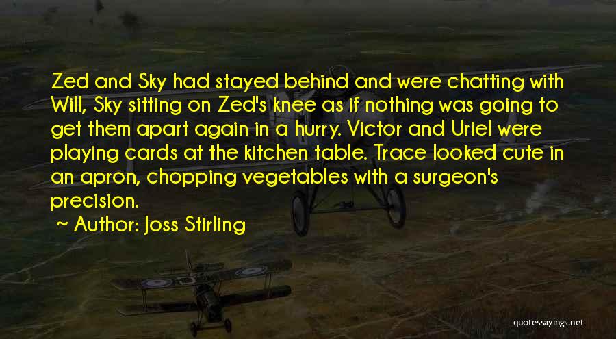 Joss Stirling Quotes: Zed And Sky Had Stayed Behind And Were Chatting With Will, Sky Sitting On Zed's Knee As If Nothing Was