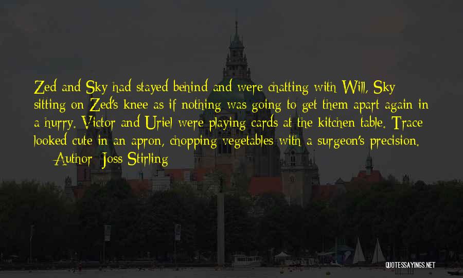 Joss Stirling Quotes: Zed And Sky Had Stayed Behind And Were Chatting With Will, Sky Sitting On Zed's Knee As If Nothing Was