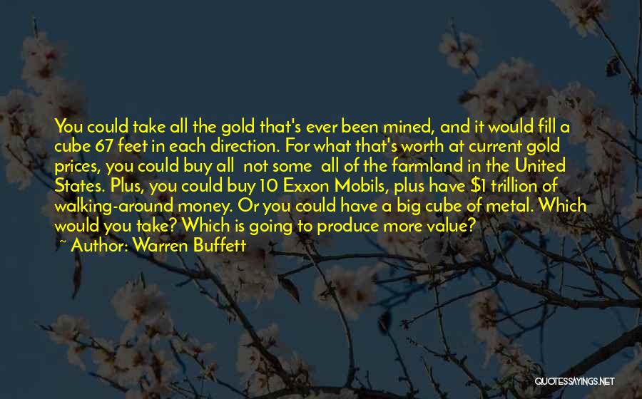 Warren Buffett Quotes: You Could Take All The Gold That's Ever Been Mined, And It Would Fill A Cube 67 Feet In Each