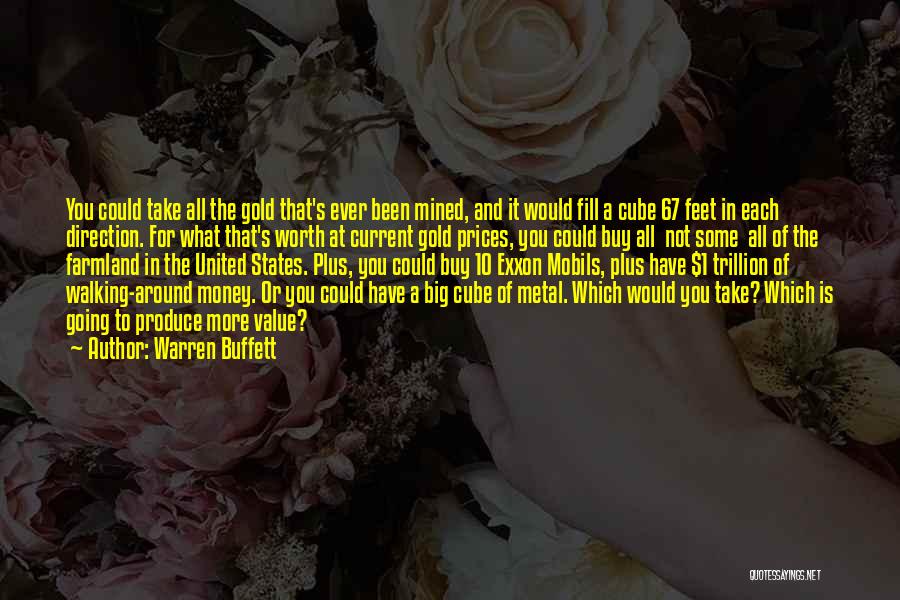 Warren Buffett Quotes: You Could Take All The Gold That's Ever Been Mined, And It Would Fill A Cube 67 Feet In Each
