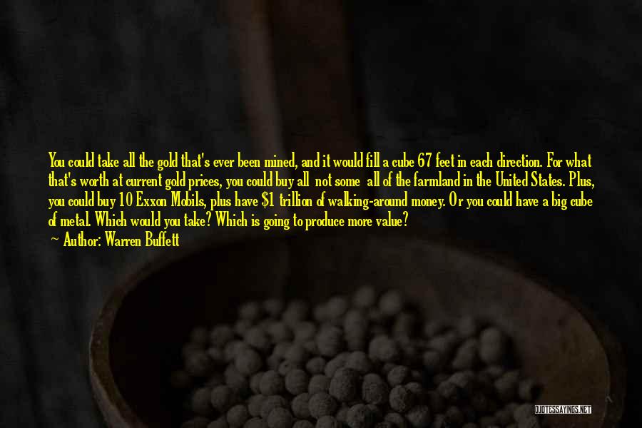 Warren Buffett Quotes: You Could Take All The Gold That's Ever Been Mined, And It Would Fill A Cube 67 Feet In Each