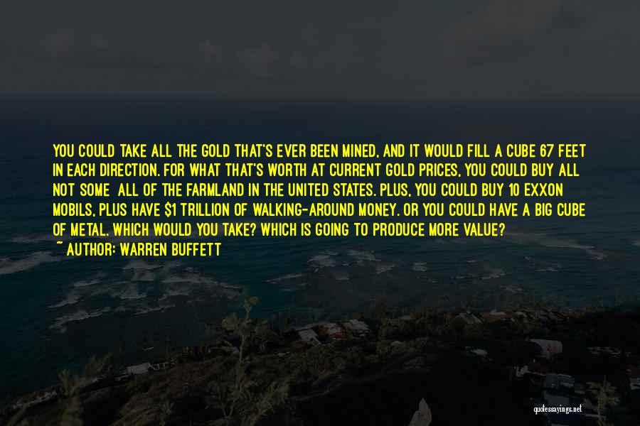 Warren Buffett Quotes: You Could Take All The Gold That's Ever Been Mined, And It Would Fill A Cube 67 Feet In Each