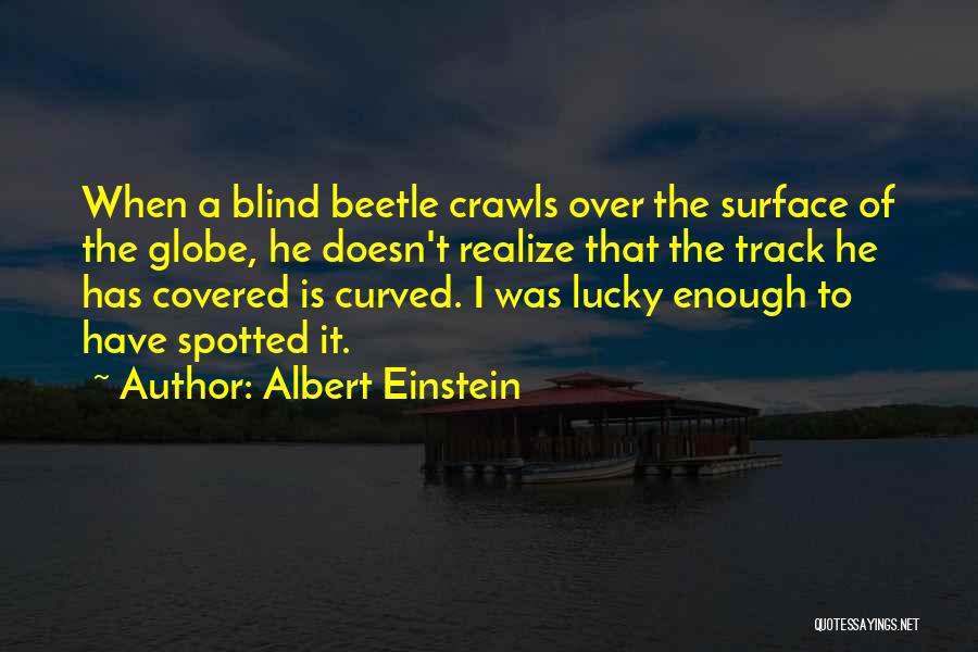 Albert Einstein Quotes: When A Blind Beetle Crawls Over The Surface Of The Globe, He Doesn't Realize That The Track He Has Covered