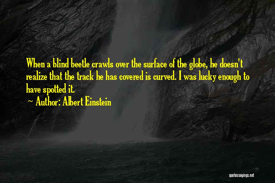 Albert Einstein Quotes: When A Blind Beetle Crawls Over The Surface Of The Globe, He Doesn't Realize That The Track He Has Covered