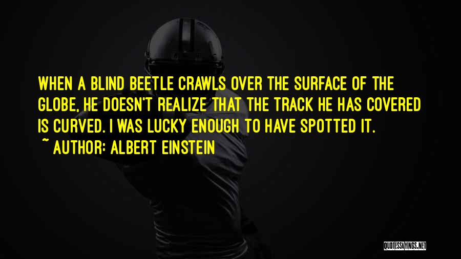 Albert Einstein Quotes: When A Blind Beetle Crawls Over The Surface Of The Globe, He Doesn't Realize That The Track He Has Covered