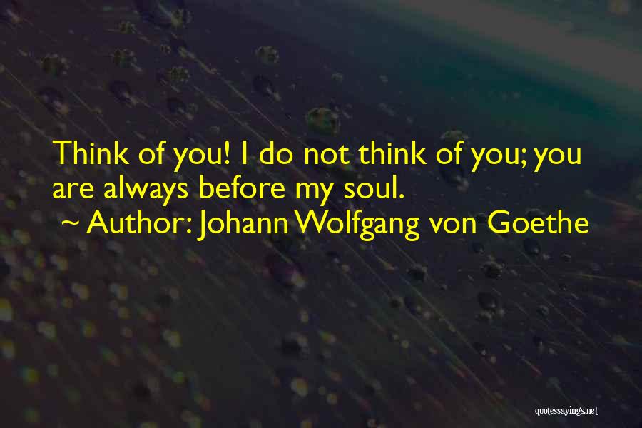 Johann Wolfgang Von Goethe Quotes: Think Of You! I Do Not Think Of You; You Are Always Before My Soul.