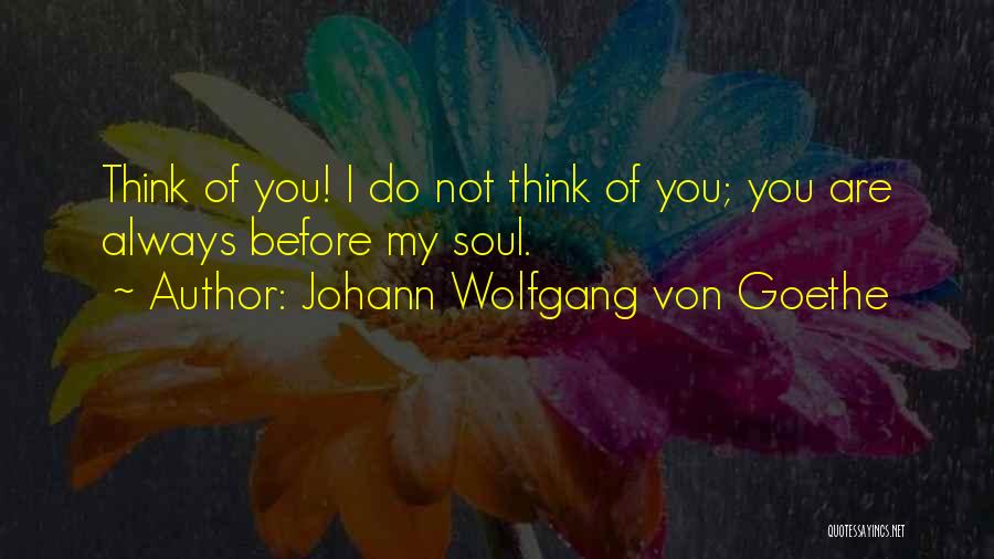 Johann Wolfgang Von Goethe Quotes: Think Of You! I Do Not Think Of You; You Are Always Before My Soul.