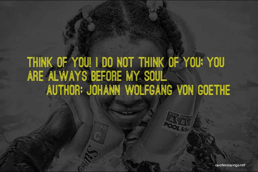 Johann Wolfgang Von Goethe Quotes: Think Of You! I Do Not Think Of You; You Are Always Before My Soul.