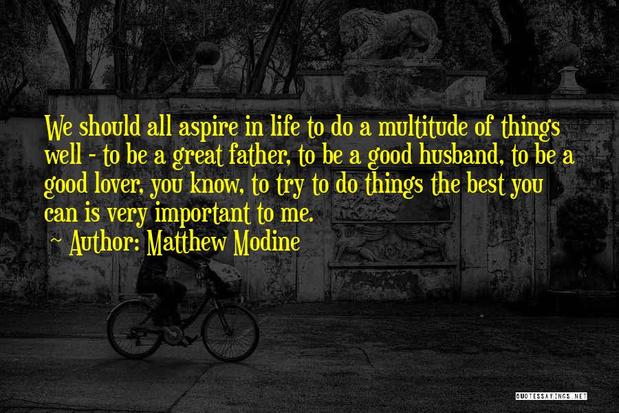 Matthew Modine Quotes: We Should All Aspire In Life To Do A Multitude Of Things Well - To Be A Great Father, To