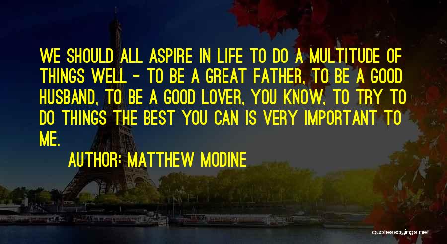 Matthew Modine Quotes: We Should All Aspire In Life To Do A Multitude Of Things Well - To Be A Great Father, To