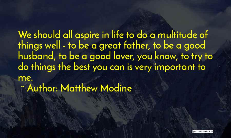 Matthew Modine Quotes: We Should All Aspire In Life To Do A Multitude Of Things Well - To Be A Great Father, To