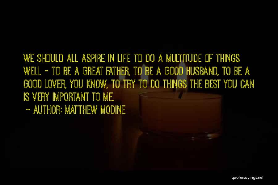 Matthew Modine Quotes: We Should All Aspire In Life To Do A Multitude Of Things Well - To Be A Great Father, To