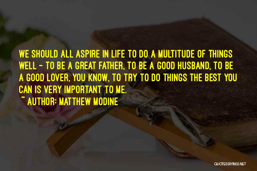 Matthew Modine Quotes: We Should All Aspire In Life To Do A Multitude Of Things Well - To Be A Great Father, To