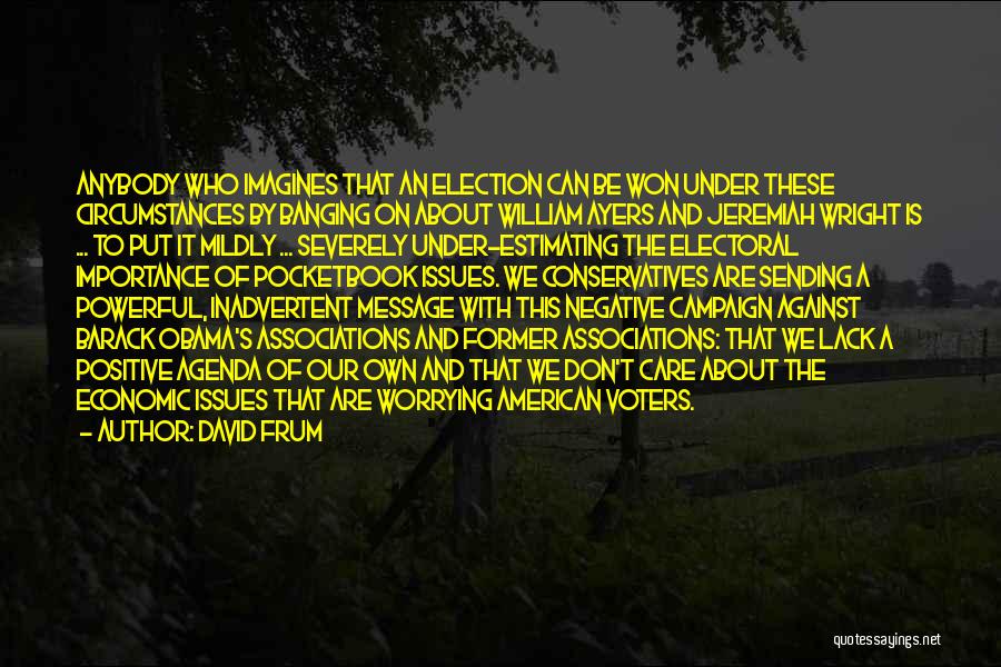 David Frum Quotes: Anybody Who Imagines That An Election Can Be Won Under These Circumstances By Banging On About William Ayers And Jeremiah