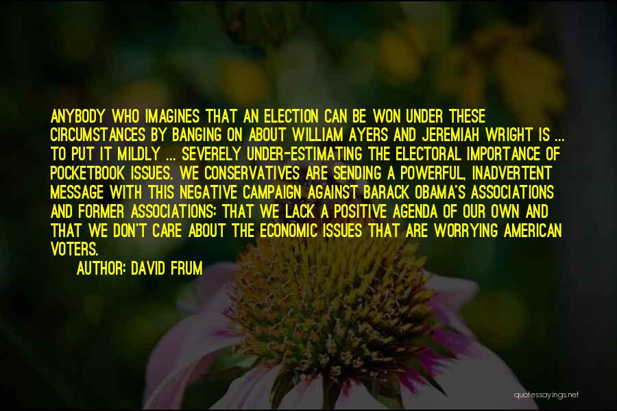 David Frum Quotes: Anybody Who Imagines That An Election Can Be Won Under These Circumstances By Banging On About William Ayers And Jeremiah