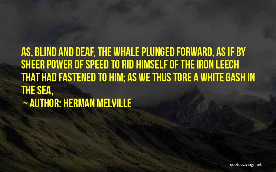 Herman Melville Quotes: As, Blind And Deaf, The Whale Plunged Forward, As If By Sheer Power Of Speed To Rid Himself Of The