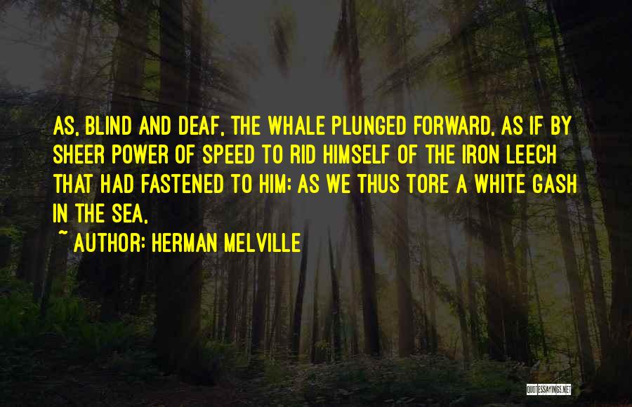 Herman Melville Quotes: As, Blind And Deaf, The Whale Plunged Forward, As If By Sheer Power Of Speed To Rid Himself Of The