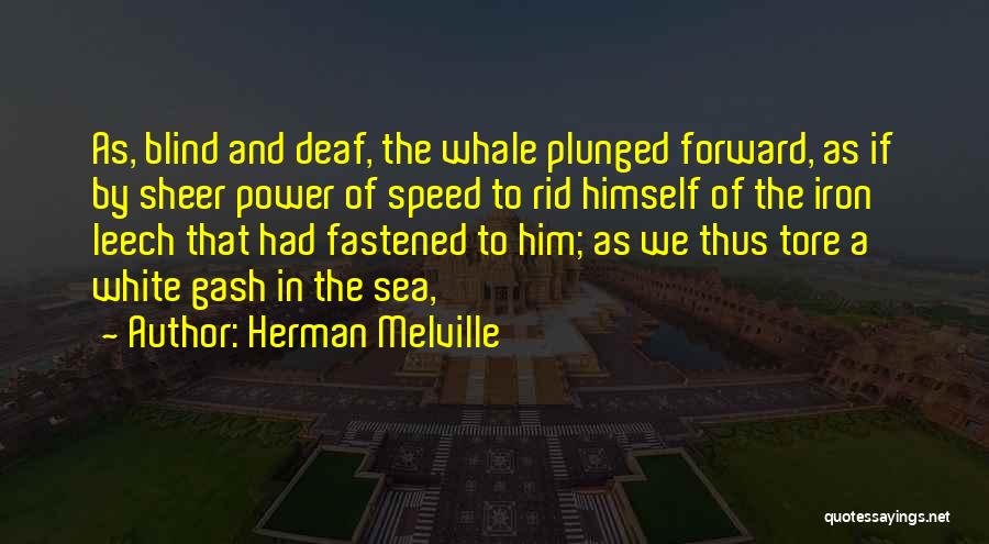 Herman Melville Quotes: As, Blind And Deaf, The Whale Plunged Forward, As If By Sheer Power Of Speed To Rid Himself Of The