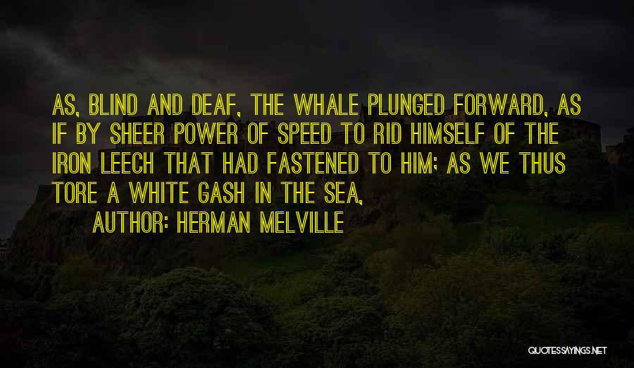 Herman Melville Quotes: As, Blind And Deaf, The Whale Plunged Forward, As If By Sheer Power Of Speed To Rid Himself Of The