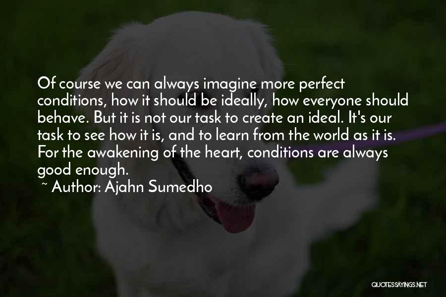 Ajahn Sumedho Quotes: Of Course We Can Always Imagine More Perfect Conditions, How It Should Be Ideally, How Everyone Should Behave. But It