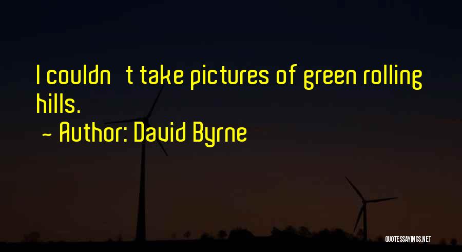 David Byrne Quotes: I Couldn't Take Pictures Of Green Rolling Hills.