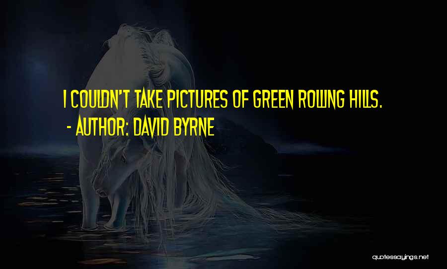 David Byrne Quotes: I Couldn't Take Pictures Of Green Rolling Hills.