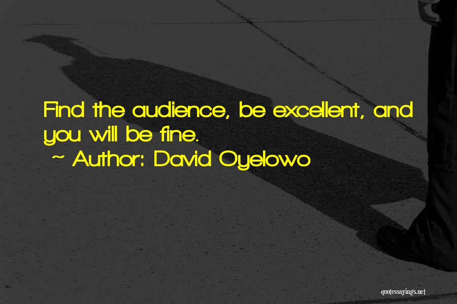 David Oyelowo Quotes: Find The Audience, Be Excellent, And You Will Be Fine.