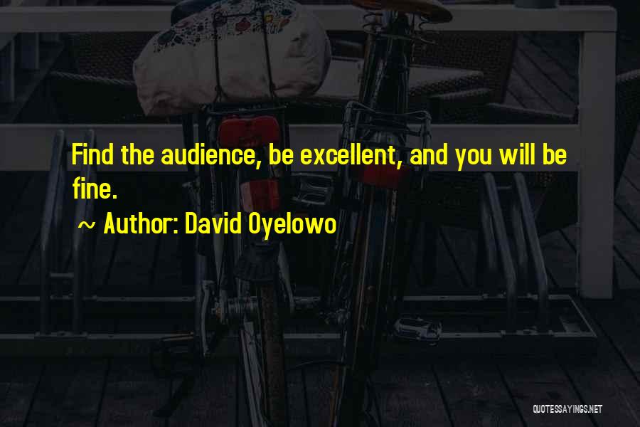 David Oyelowo Quotes: Find The Audience, Be Excellent, And You Will Be Fine.