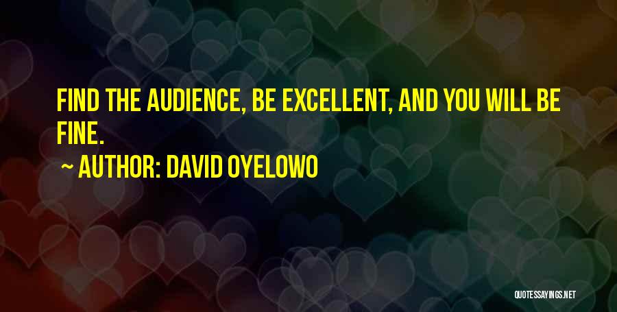 David Oyelowo Quotes: Find The Audience, Be Excellent, And You Will Be Fine.