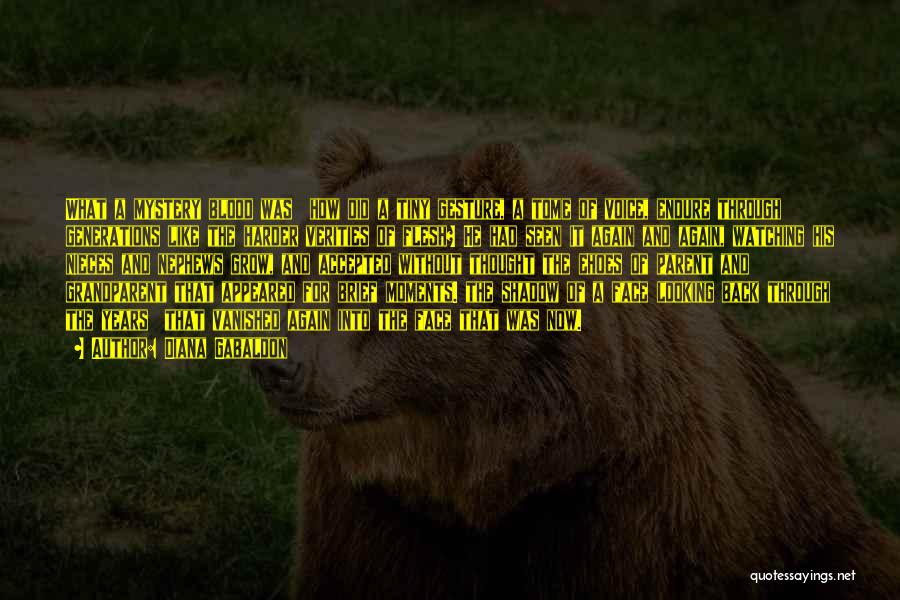 Diana Gabaldon Quotes: What A Mystery Blood Was How Did A Tiny Gesture, A Tome Of Voice, Endure Through Generations Like The Harder