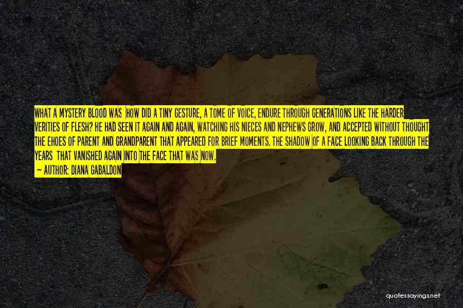 Diana Gabaldon Quotes: What A Mystery Blood Was How Did A Tiny Gesture, A Tome Of Voice, Endure Through Generations Like The Harder