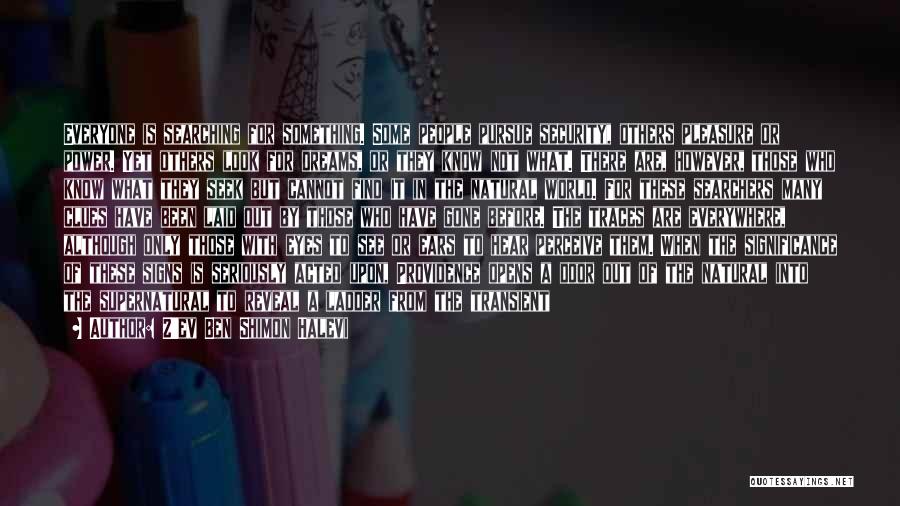 Z'ev Ben Shimon Halevi Quotes: Everyone Is Searching For Something. Some People Pursue Security, Others Pleasure Or Power. Yet Others Look For Dreams, Or They