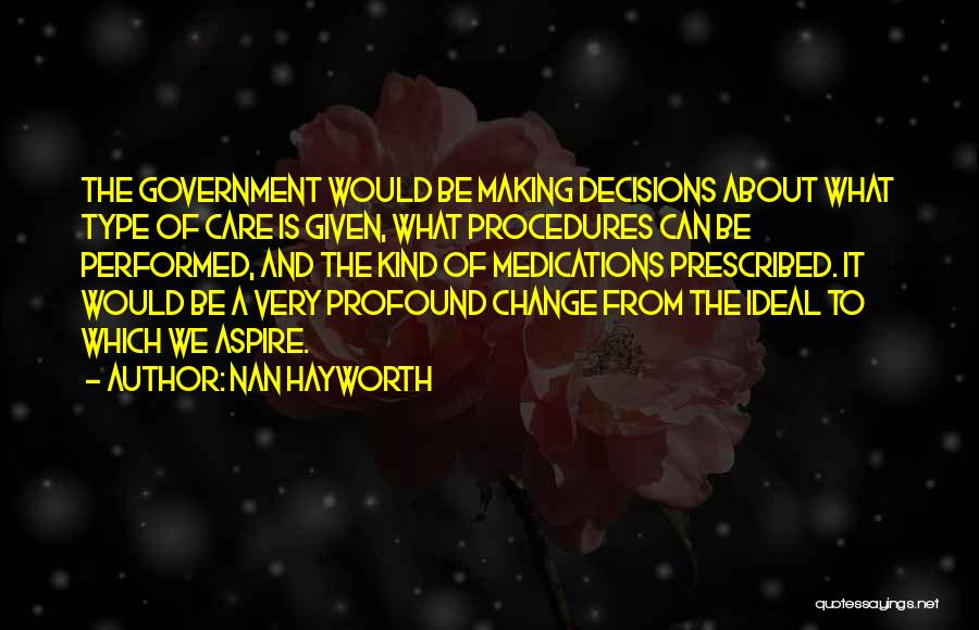 Nan Hayworth Quotes: The Government Would Be Making Decisions About What Type Of Care Is Given, What Procedures Can Be Performed, And The