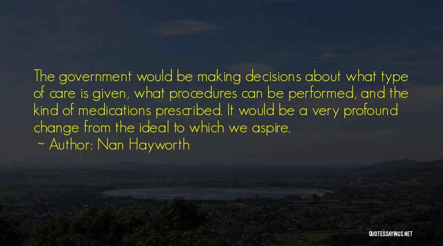 Nan Hayworth Quotes: The Government Would Be Making Decisions About What Type Of Care Is Given, What Procedures Can Be Performed, And The