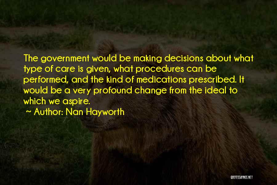 Nan Hayworth Quotes: The Government Would Be Making Decisions About What Type Of Care Is Given, What Procedures Can Be Performed, And The