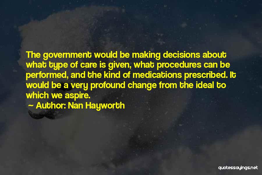 Nan Hayworth Quotes: The Government Would Be Making Decisions About What Type Of Care Is Given, What Procedures Can Be Performed, And The