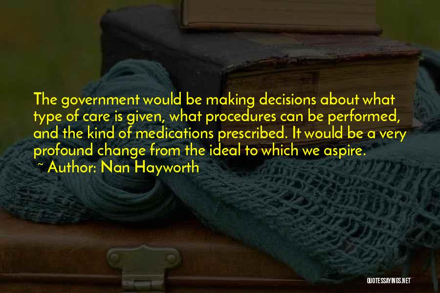 Nan Hayworth Quotes: The Government Would Be Making Decisions About What Type Of Care Is Given, What Procedures Can Be Performed, And The