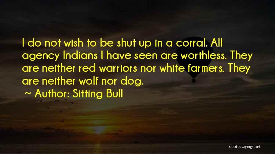 Sitting Bull Quotes: I Do Not Wish To Be Shut Up In A Corral. All Agency Indians I Have Seen Are Worthless. They