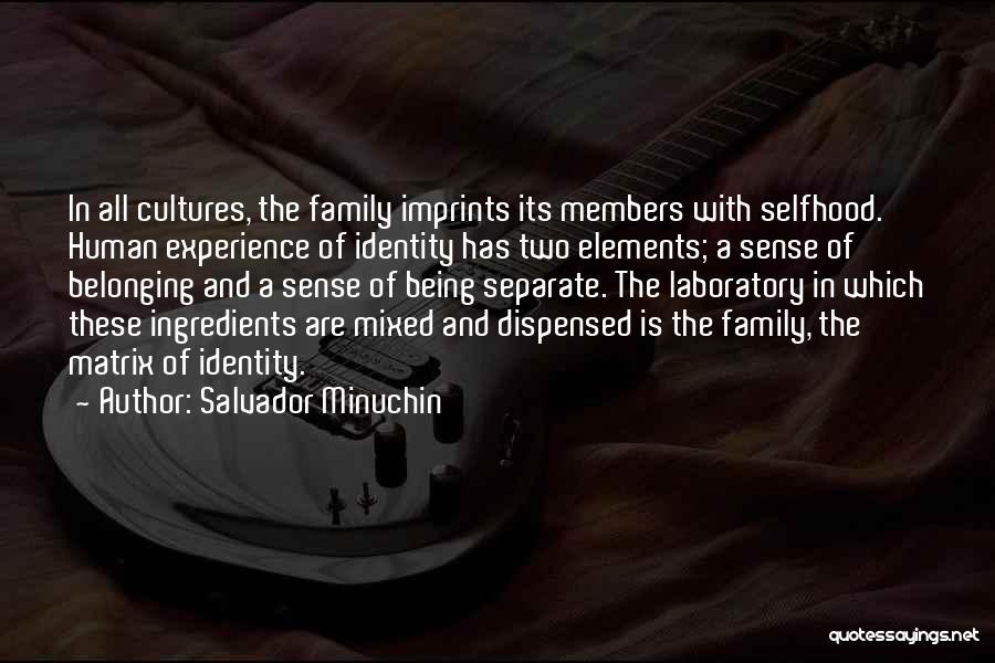 Salvador Minuchin Quotes: In All Cultures, The Family Imprints Its Members With Selfhood. Human Experience Of Identity Has Two Elements; A Sense Of