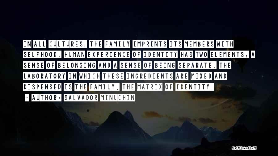Salvador Minuchin Quotes: In All Cultures, The Family Imprints Its Members With Selfhood. Human Experience Of Identity Has Two Elements; A Sense Of