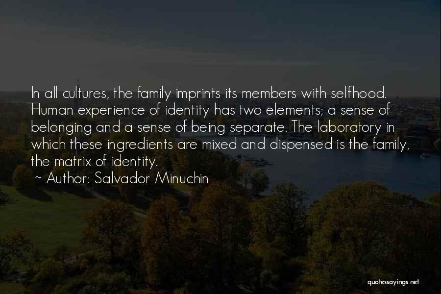 Salvador Minuchin Quotes: In All Cultures, The Family Imprints Its Members With Selfhood. Human Experience Of Identity Has Two Elements; A Sense Of