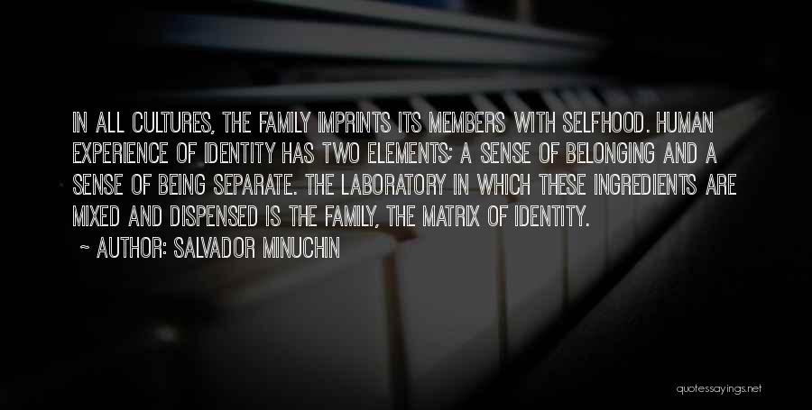 Salvador Minuchin Quotes: In All Cultures, The Family Imprints Its Members With Selfhood. Human Experience Of Identity Has Two Elements; A Sense Of
