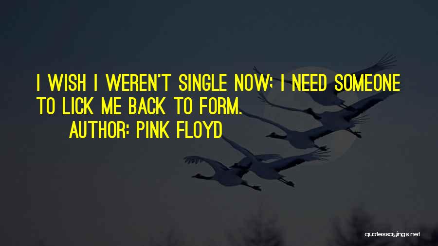 Pink Floyd Quotes: I Wish I Weren't Single Now; I Need Someone To Lick Me Back To Form.