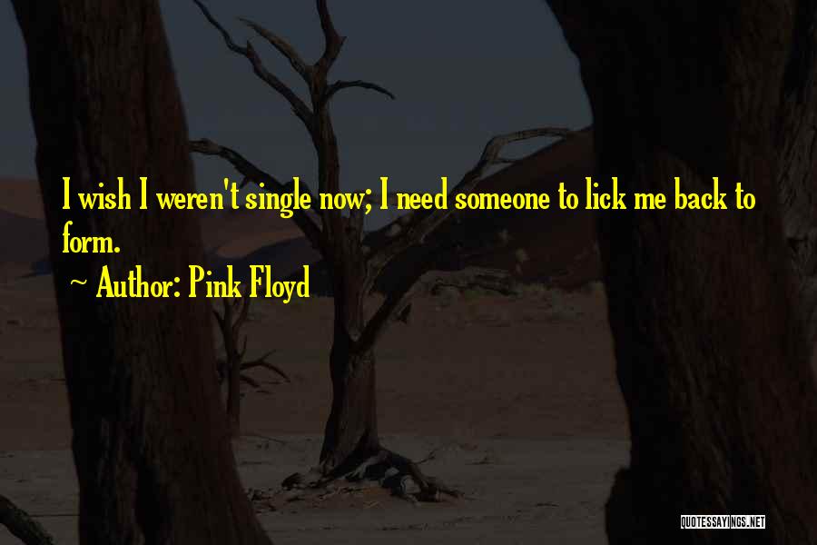 Pink Floyd Quotes: I Wish I Weren't Single Now; I Need Someone To Lick Me Back To Form.