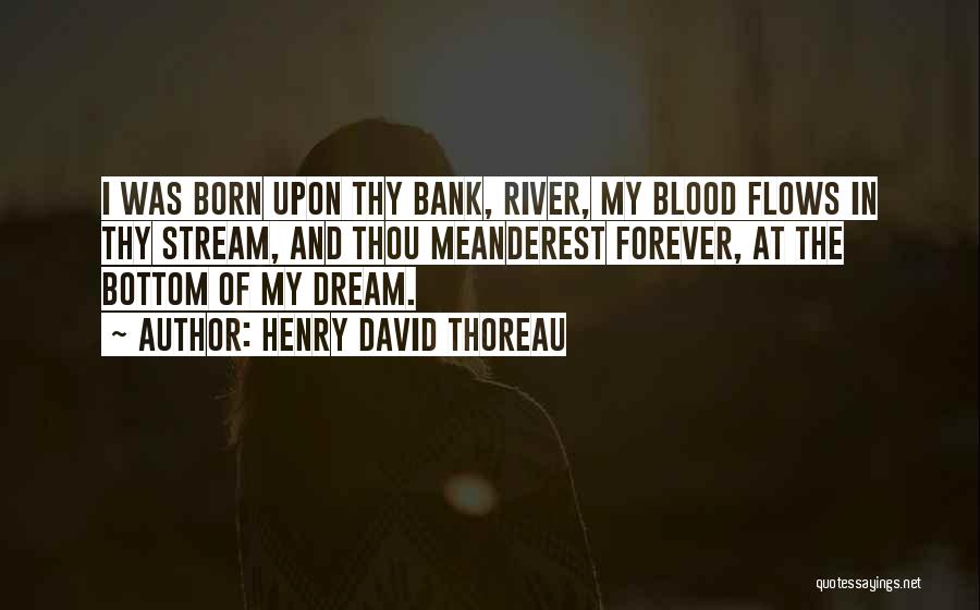 Henry David Thoreau Quotes: I Was Born Upon Thy Bank, River, My Blood Flows In Thy Stream, And Thou Meanderest Forever, At The Bottom