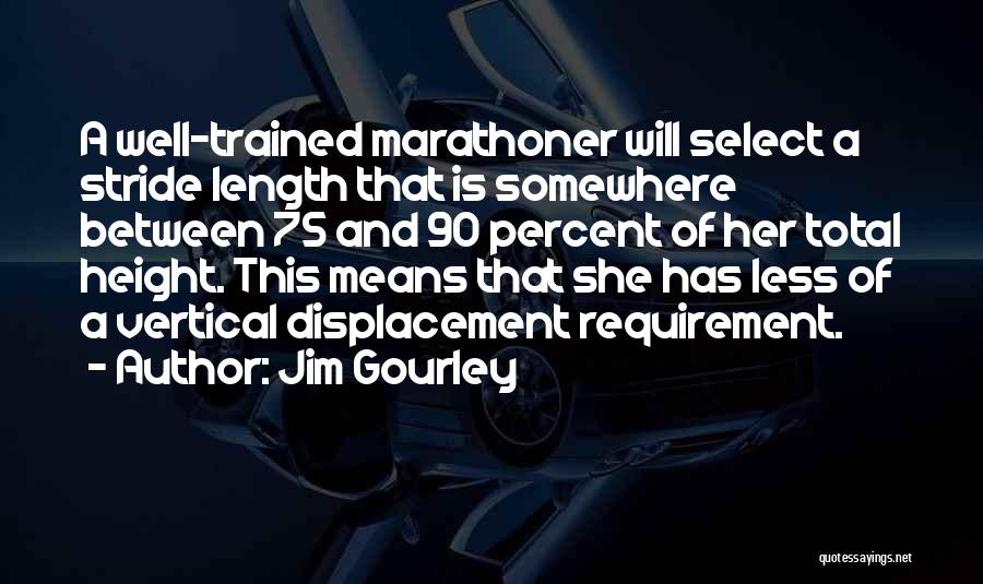 Jim Gourley Quotes: A Well-trained Marathoner Will Select A Stride Length That Is Somewhere Between 75 And 90 Percent Of Her Total Height.