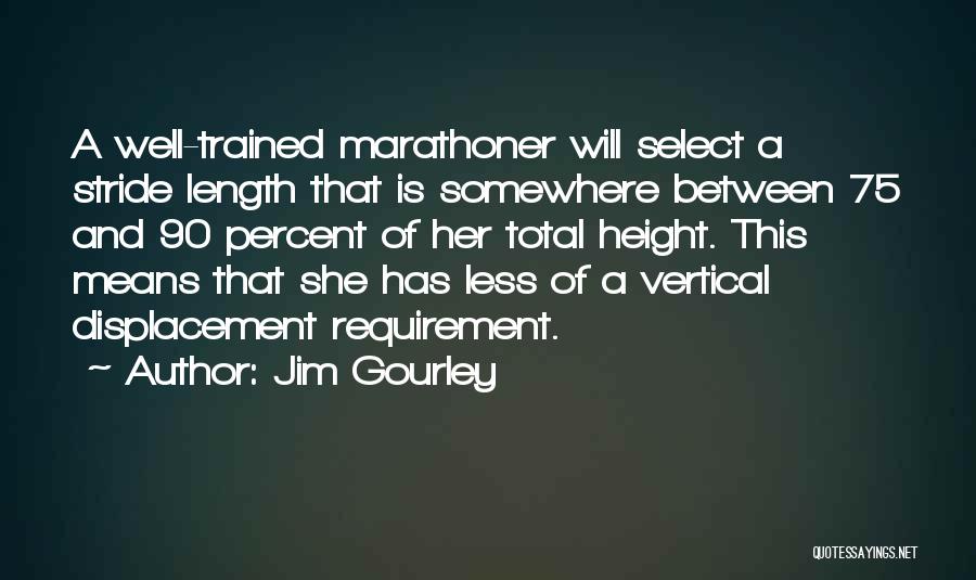 Jim Gourley Quotes: A Well-trained Marathoner Will Select A Stride Length That Is Somewhere Between 75 And 90 Percent Of Her Total Height.