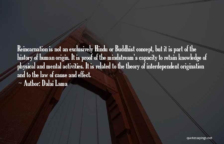 Dalai Lama Quotes: Reincarnation Is Not An Exclusively Hindu Or Buddhist Concept, But It Is Part Of The History Of Human Origin. It